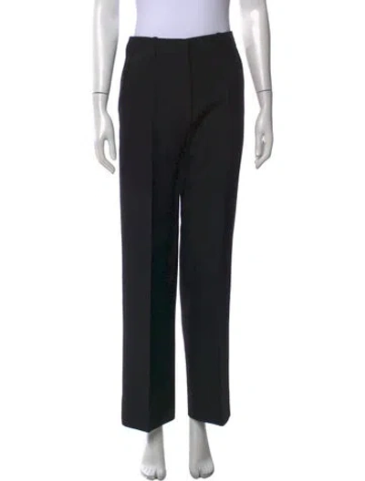 Pre-owned Valentino Virgin Wool Straight Leg Pants In Black