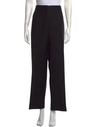 Pre-owned Valentino Virgin Wool Straight Leg Pants In Black