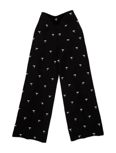 Pre-owned Valentino Virgin Wool Straight Leg Pants In Black
