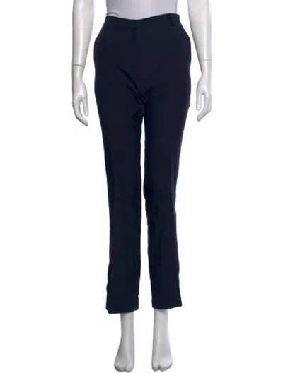 Pre-owned Valentino Virgin Wool Straight Leg Pants In Blue