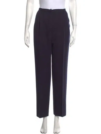 Pre-owned Valentino Virgin Wool Straight Leg Pants In Blue
