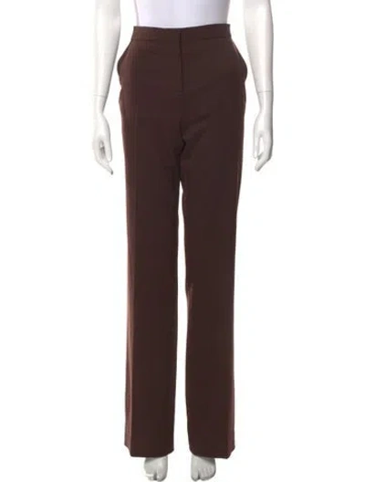 Pre-owned Valentino Virgin Wool Straight Leg Pants In Brown