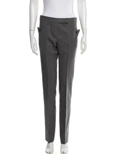 Pre-owned Valentino Virgin Wool Straight Leg Pants In Gray