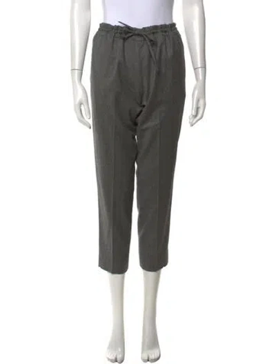 Pre-owned Valentino Virgin Wool Straight Leg Pants In Grey