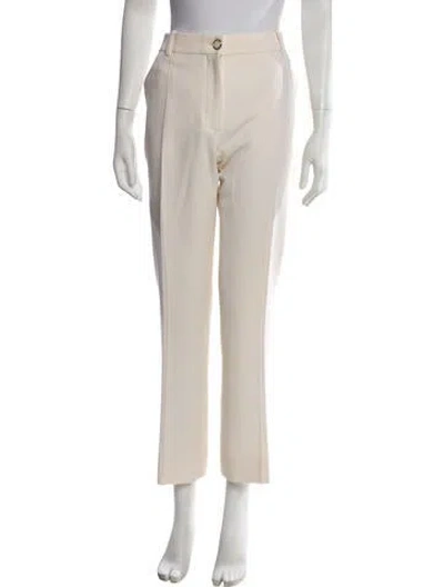 Pre-owned Valentino Virgin Wool Straight Leg Pants In Neutrals