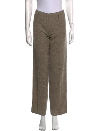 Pre-owned Valentino Virgin Wool Straight Leg Pants In Neutrals