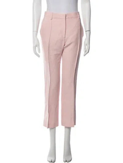 Pre-owned Valentino Virgin Wool Straight Leg Pants In Pink