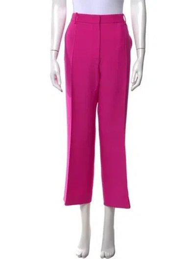 Pre-owned Valentino Virgin Wool Straight Leg Pants In Pink