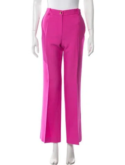 Pre-owned Valentino Virgin Wool Straight Leg Pants In Pink
