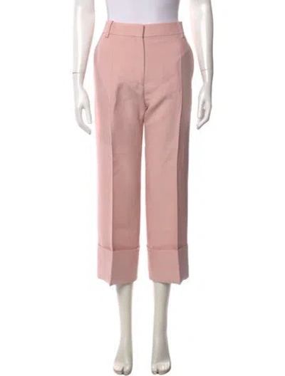 Pre-owned Valentino Virgin Wool Straight Leg Pants W/ Tags In Pink