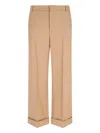 Valentino Wide-leg Trousers With Cuffed Hem And Pleats
