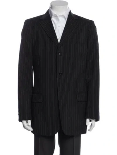Pre-owned Valentino Virgin Wool Striped Blazer In Blue