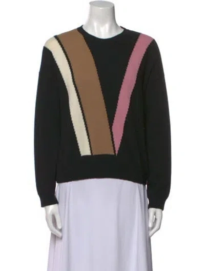 Pre-owned Valentino Virgin Wool Striped Sweater In Black