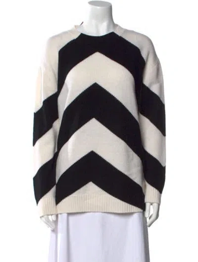 Pre-owned Valentino Virgin Wool Striped Sweater In Black