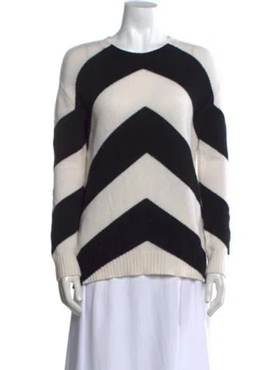 Pre-owned Valentino Virgin Wool Striped Sweater In Neutral