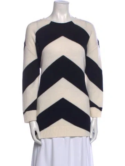 Pre-owned Valentino Virgin Wool Striped Sweater In Neutral