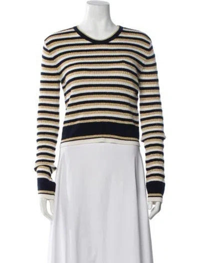 Pre-owned Valentino Virgin Wool Striped Sweater W/ Tags In White