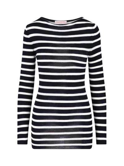 Valentino Striped Intarsia-knit Jumper In Multi