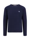 Valentino Shetland Wool Crewneck Jumper With Vlogo Embroidery In Blue