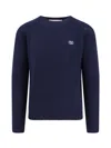 Valentino Shetland Wool Crewneck Jumper With Vlogo Embroidery In Blue