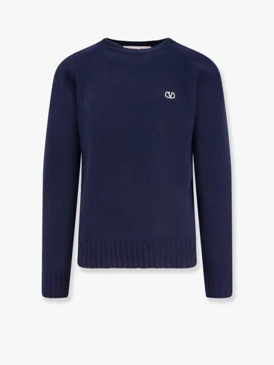 VALENTINO VIRGIN WOOL SWEATER WITH VLOGO EMBROIDERY