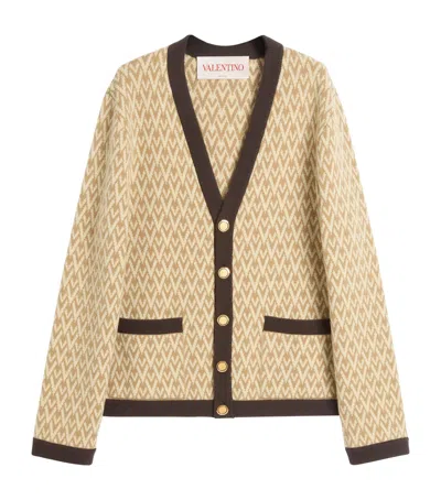 Valentino Toute La V Cardigan In Toutelavbeigecrema