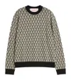 Valentino Crewneck Wool Jumper With Toute La V Jacquard Pattern