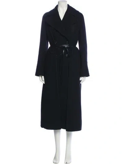 Pre-owned Valentino Virgin Wool Trench Coat In Black