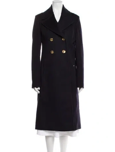 Pre-owned Valentino Virgin Wool Trench Coat In Blue
