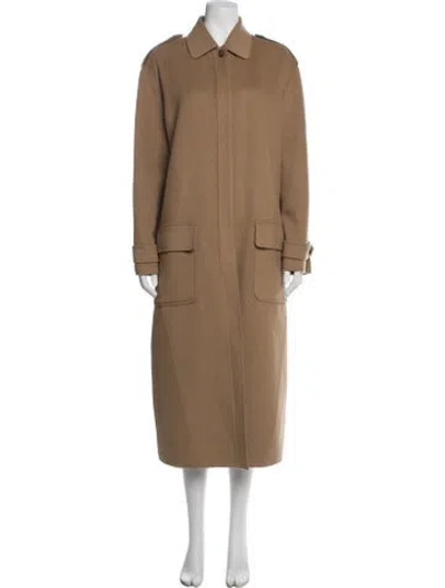 Pre-owned Valentino Virgin Wool Trench Coat In Brown