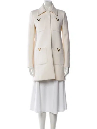 Pre-owned Valentino Virgin Wool Trench Coat In Neutral