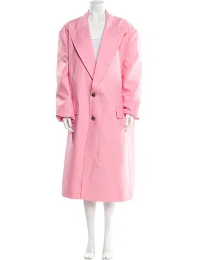 Pre-owned Valentino Virgin Wool Trench Coat In Pink