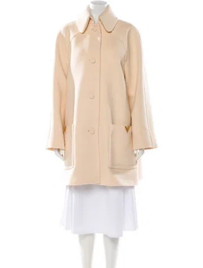 Pre-owned Valentino Virgin Wool Trench Coat W/ Tags In Neutral