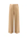 Valentino Wide-leg Trousers With Cuffed Hem And Pleats
