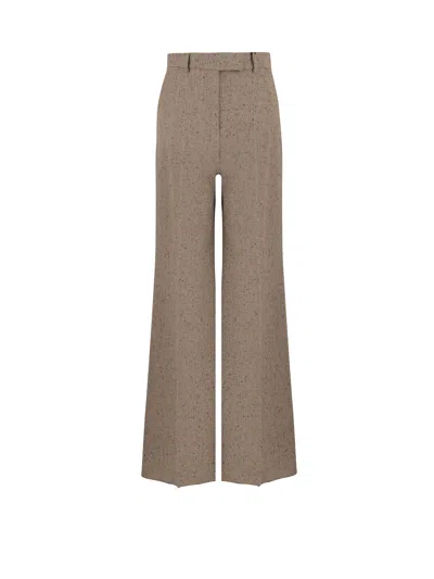 Valentino Virgin Wool Trousers In Brown