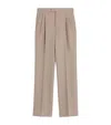 Valentino Wide-leg Pleated Wool-gabardine Trousers In Grey