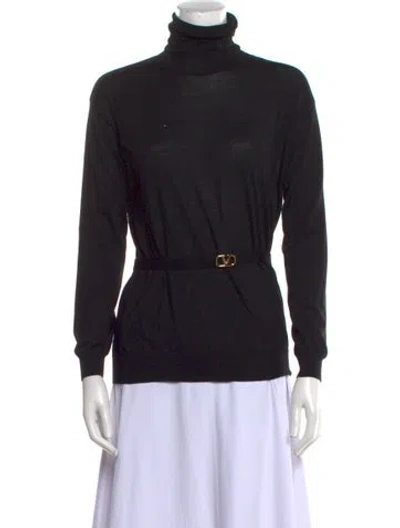 Pre-owned Valentino Virgin Wool Turtleneck Sweater In Black