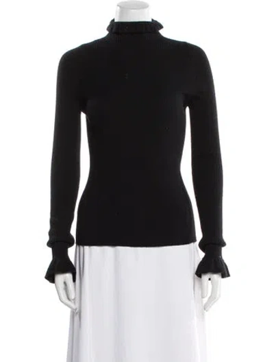 Pre-owned Valentino Virgin Wool Turtleneck Sweater In Black
