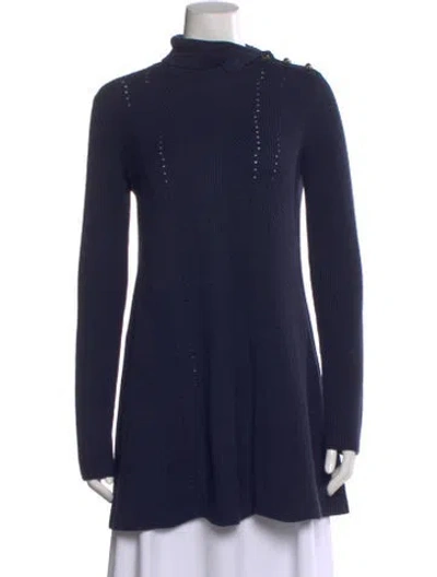 Pre-owned Valentino Virgin Wool Turtleneck Sweater In Blue