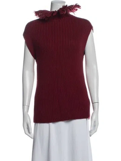 Pre-owned Valentino Virgin Wool Turtleneck Sweater In Red