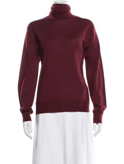 Pre-owned Valentino Virgin Wool Turtleneck Sweater W/ Tags In Burgundy