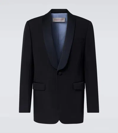 Valentino Shawl-collar Satin-trimmed Grain De Poudre Wool Tuxedo Jacket In Black