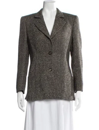 Pre-owned Valentino Virgin Wool Tweed Pattern Blazer In Neutral