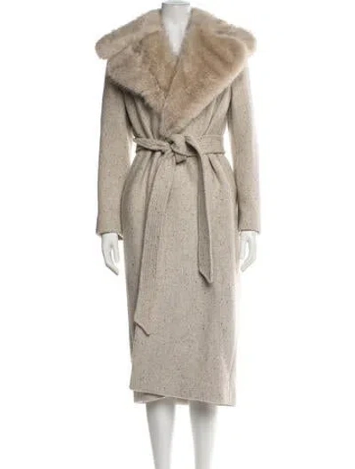 Pre-owned Valentino Virgin Wool Tweed Pattern Coat In Neutrals