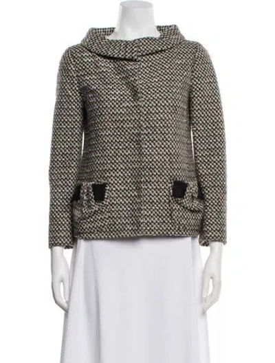 Pre-owned Valentino Virgin Wool Tweed Pattern Evening Jacket In Neutral