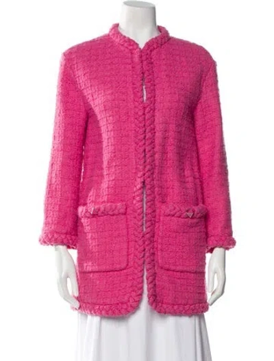 Pre-owned Valentino Virgin Wool Tweed Pattern Evening Jacket In Pink