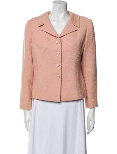 Pre-owned Valentino Virgin Wool Tweed Pattern Jacket In Pink