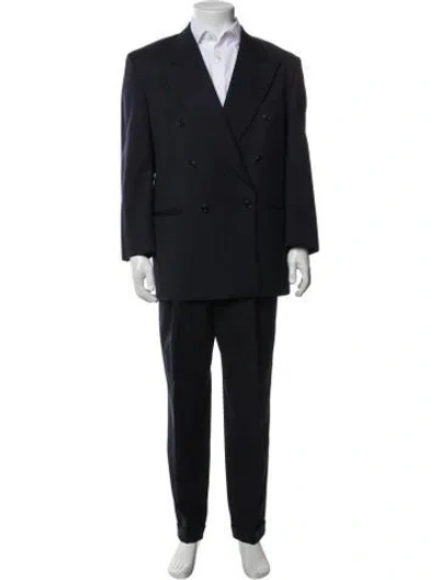 Pre-owned Valentino Virgin Wool Two-piece Suit In Blue