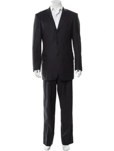 Pre-owned Valentino Virgin Wool Two-piece Suit In Blue