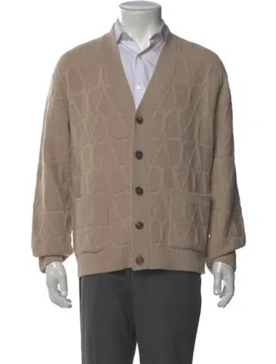 Pre-owned Valentino Virgin Wool V-neck Cardigan W/ Tags In Neutral